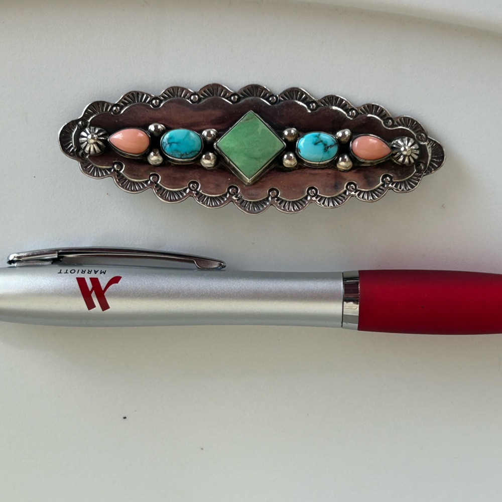 Sterling silver brooch with authentic stones - Picture 3 of 4